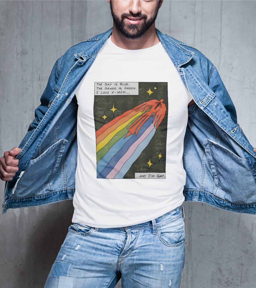 The Sky Is Blue The Grass Is Green I Love X Men Rainbow And I'm Gay T-Shirt