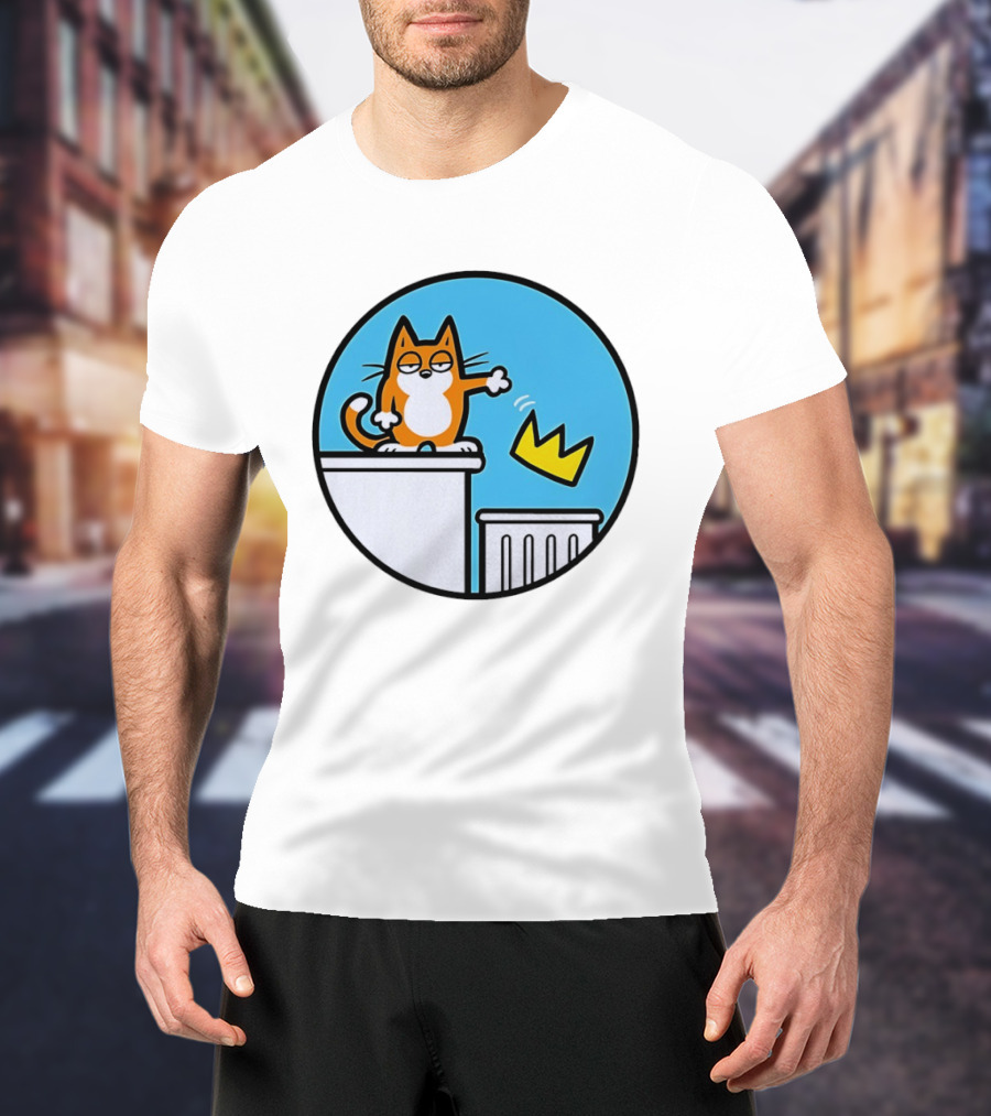 Orange Cat Discarding Crown No King Mark Parisi T-Shirt
