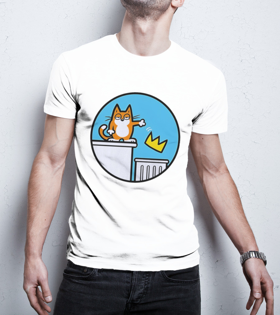 Orange Cat Discarding Crown No King Mark Parisi T-Shirt