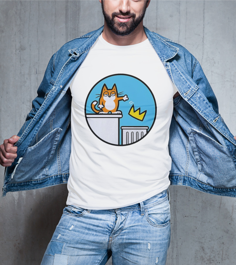 Orange Cat Discarding Crown No King Mark Parisi T-Shirt