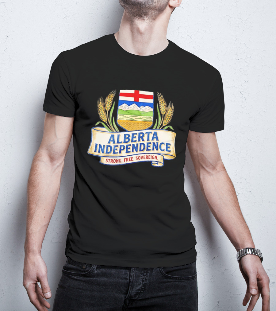 Alberta Independence Emblem Strong Free Sovereign Crest T-Shirt