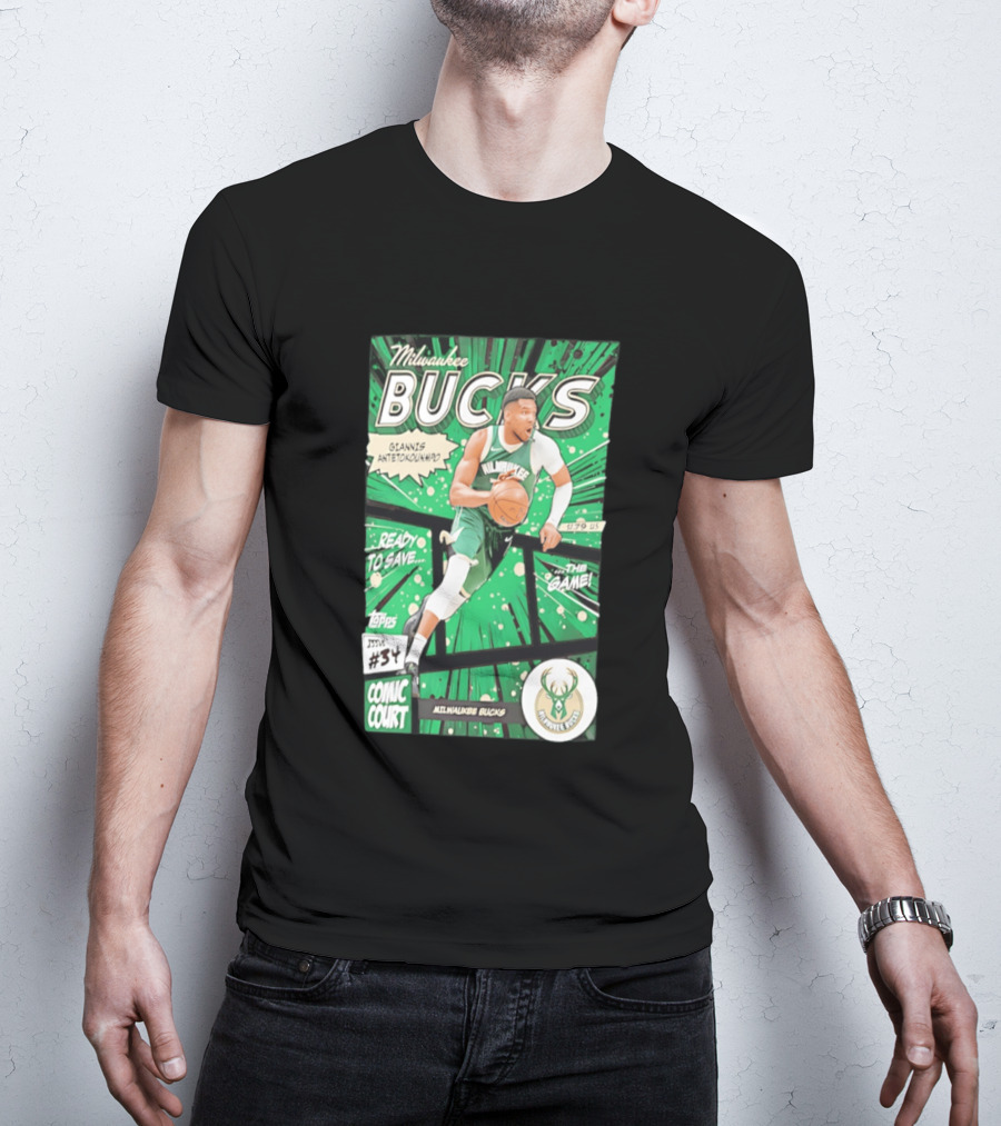 Milwaukee Bucks Giannis Antetokounmpo Comic Court Issue #34 T-Shirt