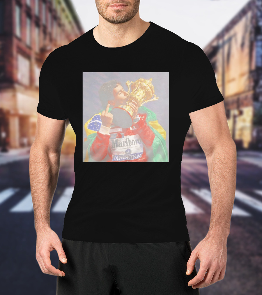 Ayrton Senna Iconic F1 Trophy Celebration And Gesture T-Shirt