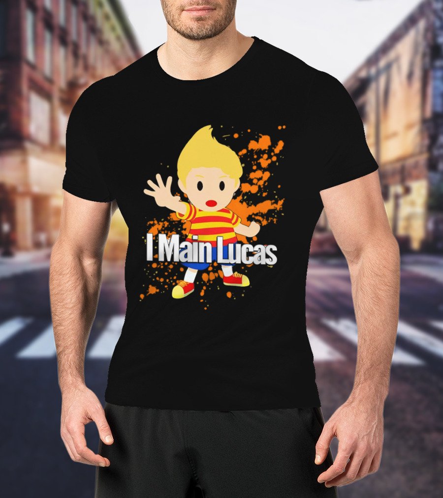 I Main Lucas Cartoon Character Orange Paint Splash T-Shirt