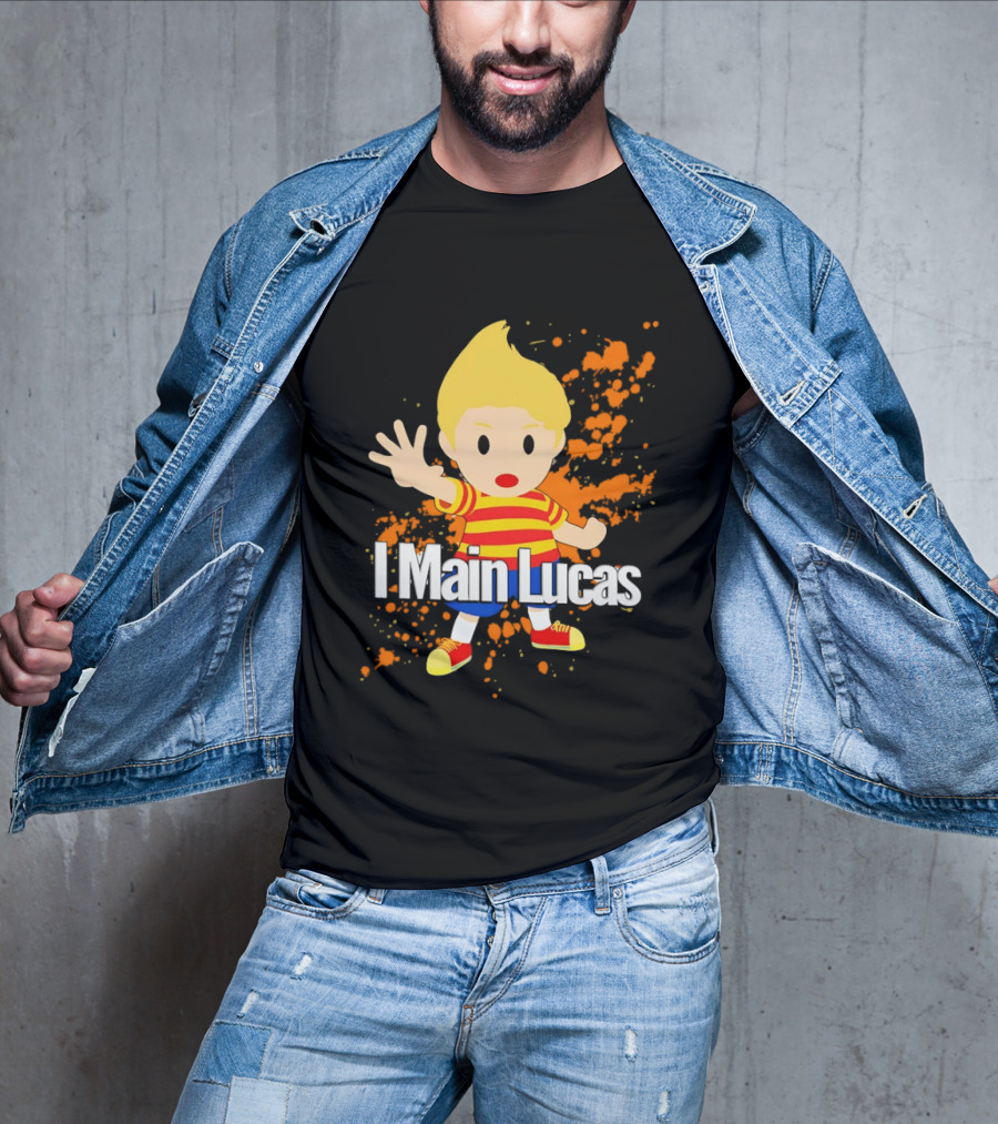 I Main Lucas Cartoon Character Orange Paint Splash T-Shirt
