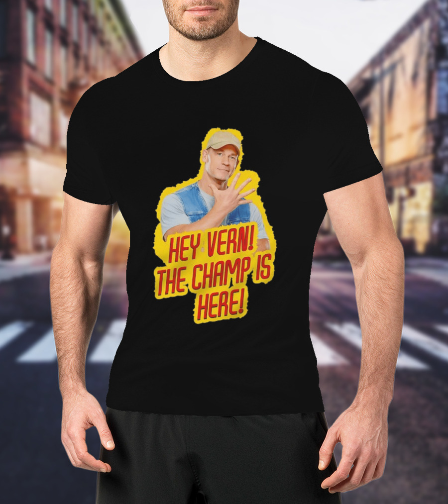 John Cena Hey Vern The Champ Is Here Hand Gesture Yellow Highlight T-Shirt
