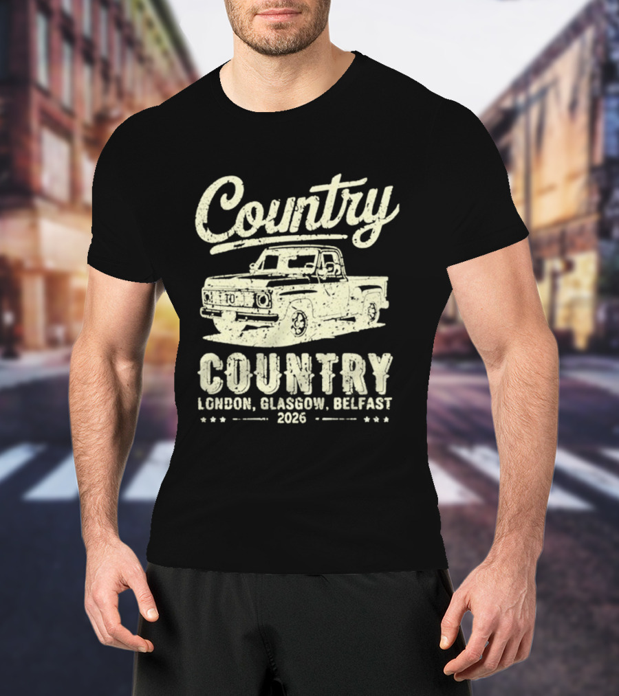 Country Pickup 2023 London Glasgow Belfast Retro Truck T-Shirt