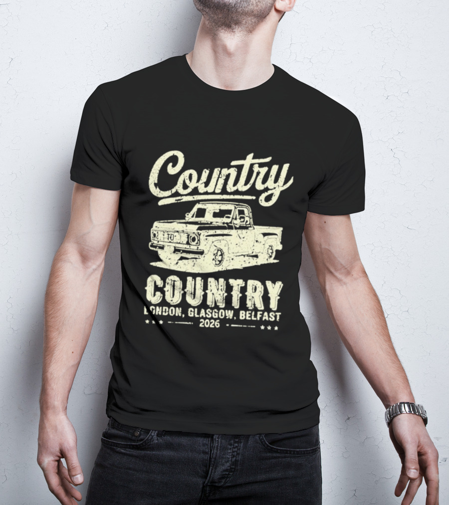Country Pickup 2023 London Glasgow Belfast Retro Truck T-Shirt