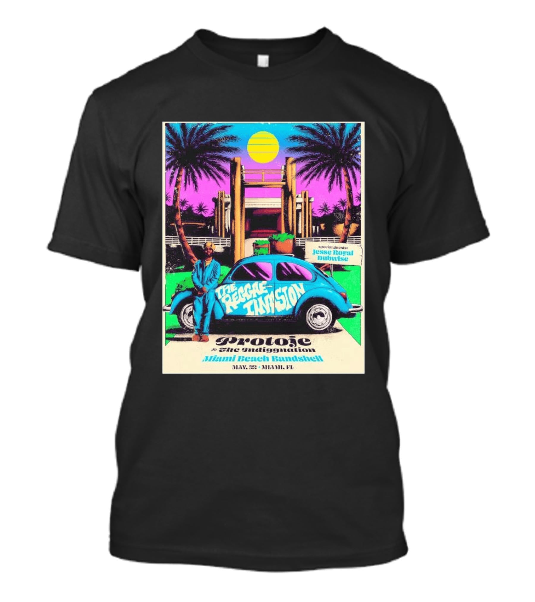 Protoje And The Indiggnation The Reggae Invasion Miami Beach Bandshell May 2 2026 Jesse Royal Dubwise T-Shirt