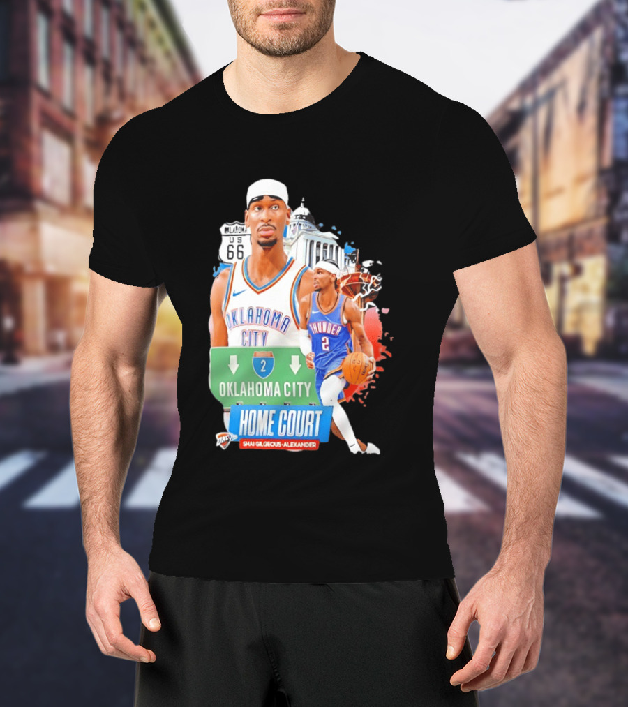 Oklahoma City Thunder Home Court Shai Gilgeous Alexander Route 66 T-Shirt