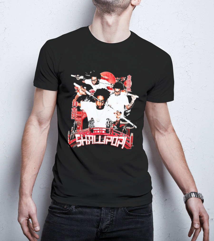 Shallipopi Samurai Warrior Red Bridge T-Shirt