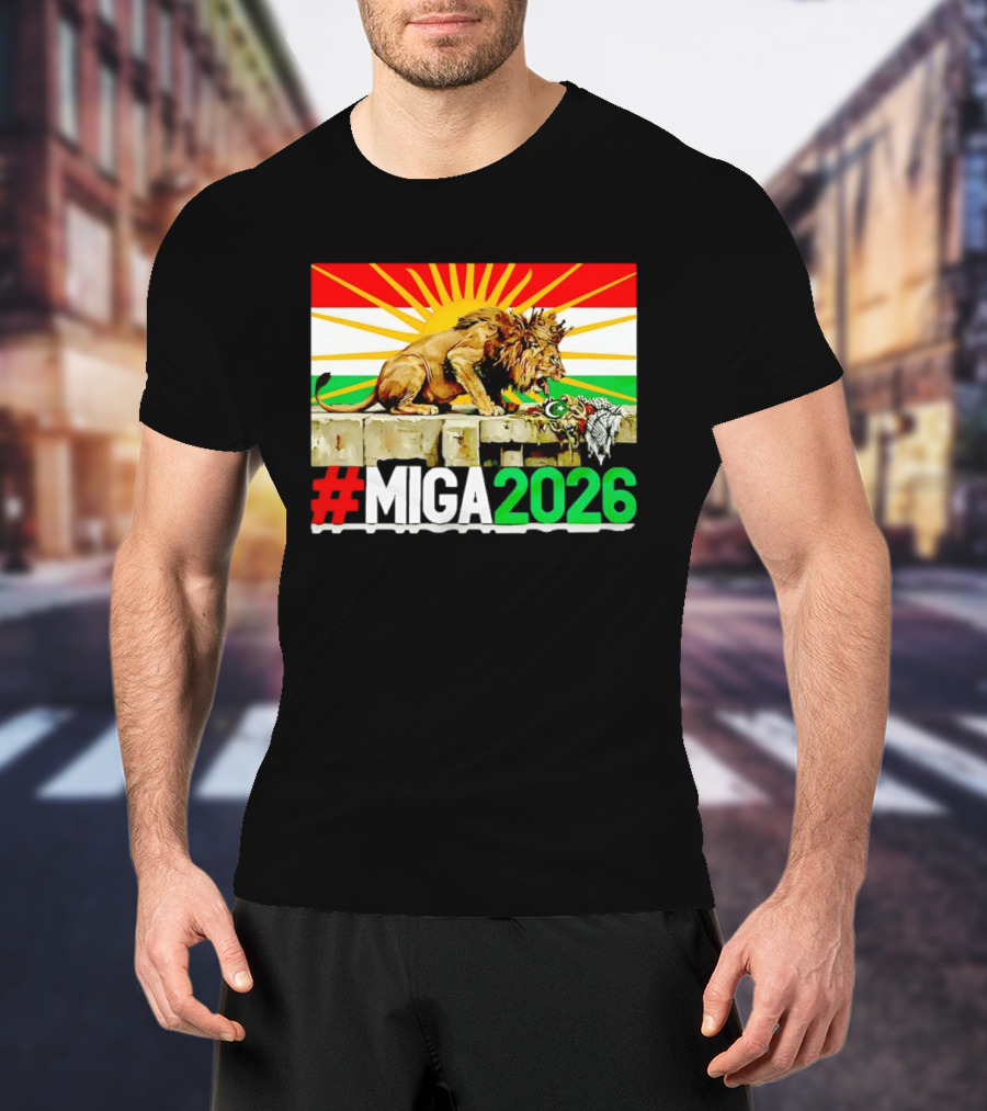 #MIGA 2026 Lion With Kurdistan Flag And Sun T-Shirt