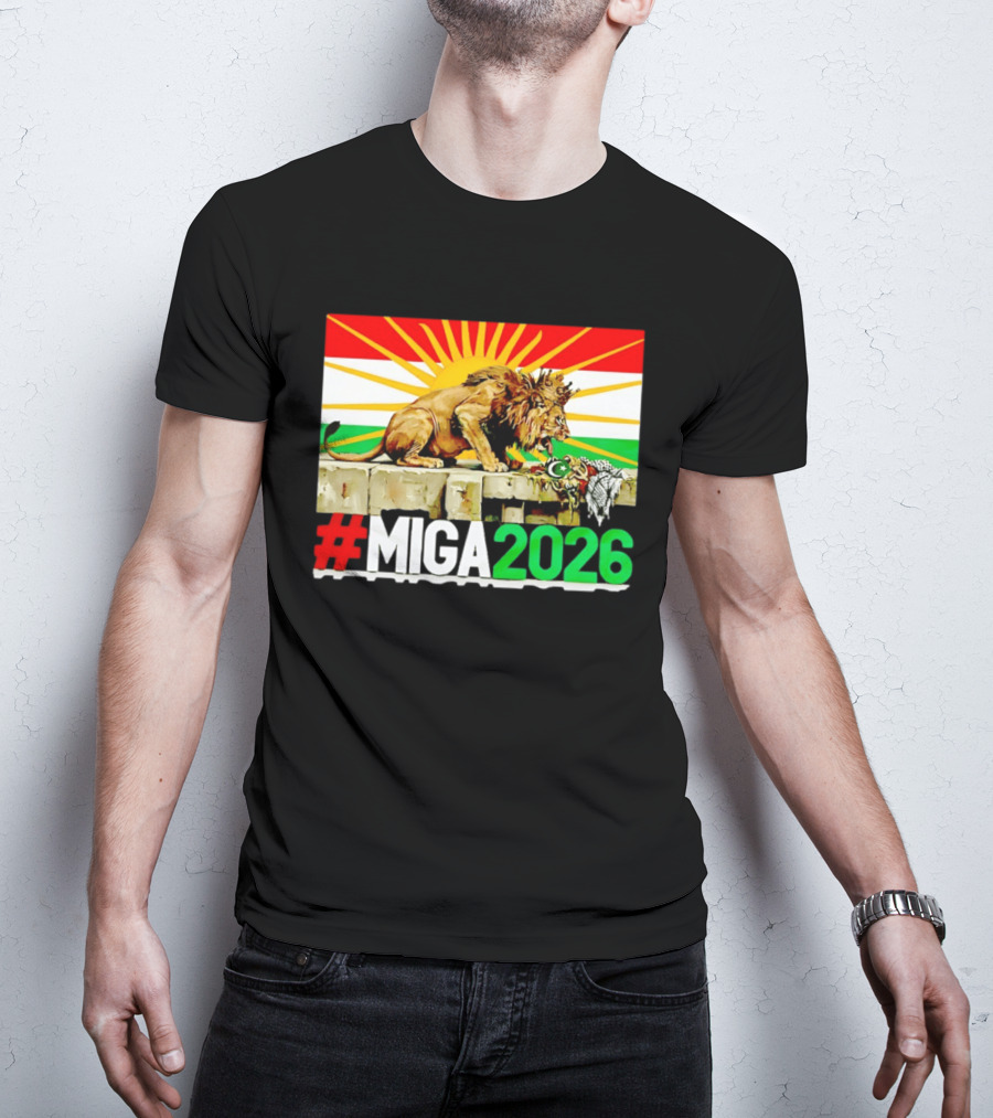 #MIGA 2026 Lion With Kurdistan Flag And Sun T-Shirt