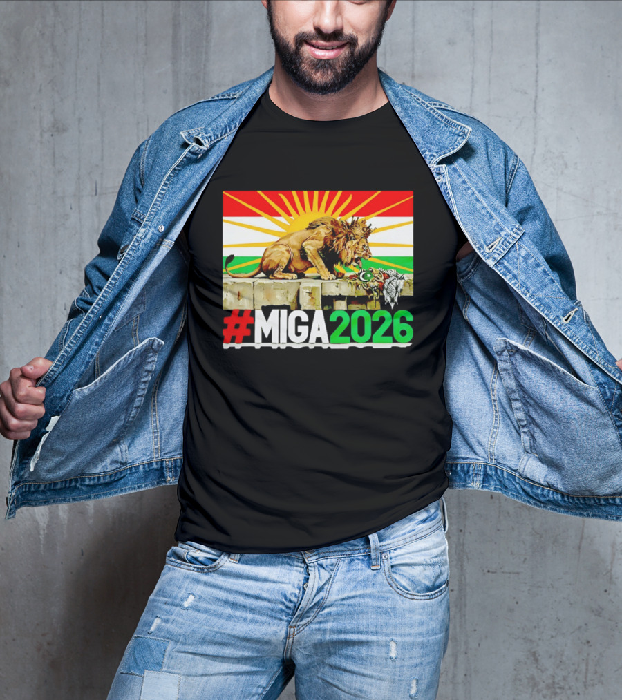 #MIGA 2026 Lion With Kurdistan Flag And Sun T-Shirt