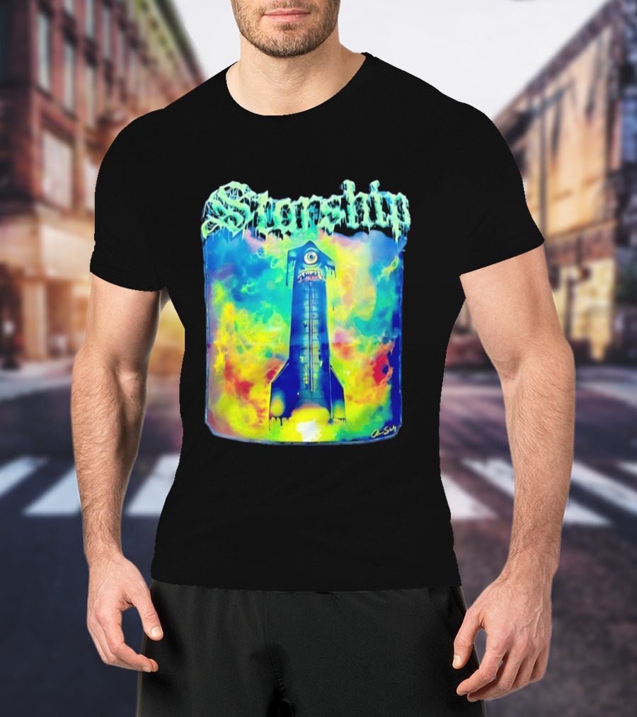 Starship Colorful Cyclops Monster Rocket Explosion T-Shirt