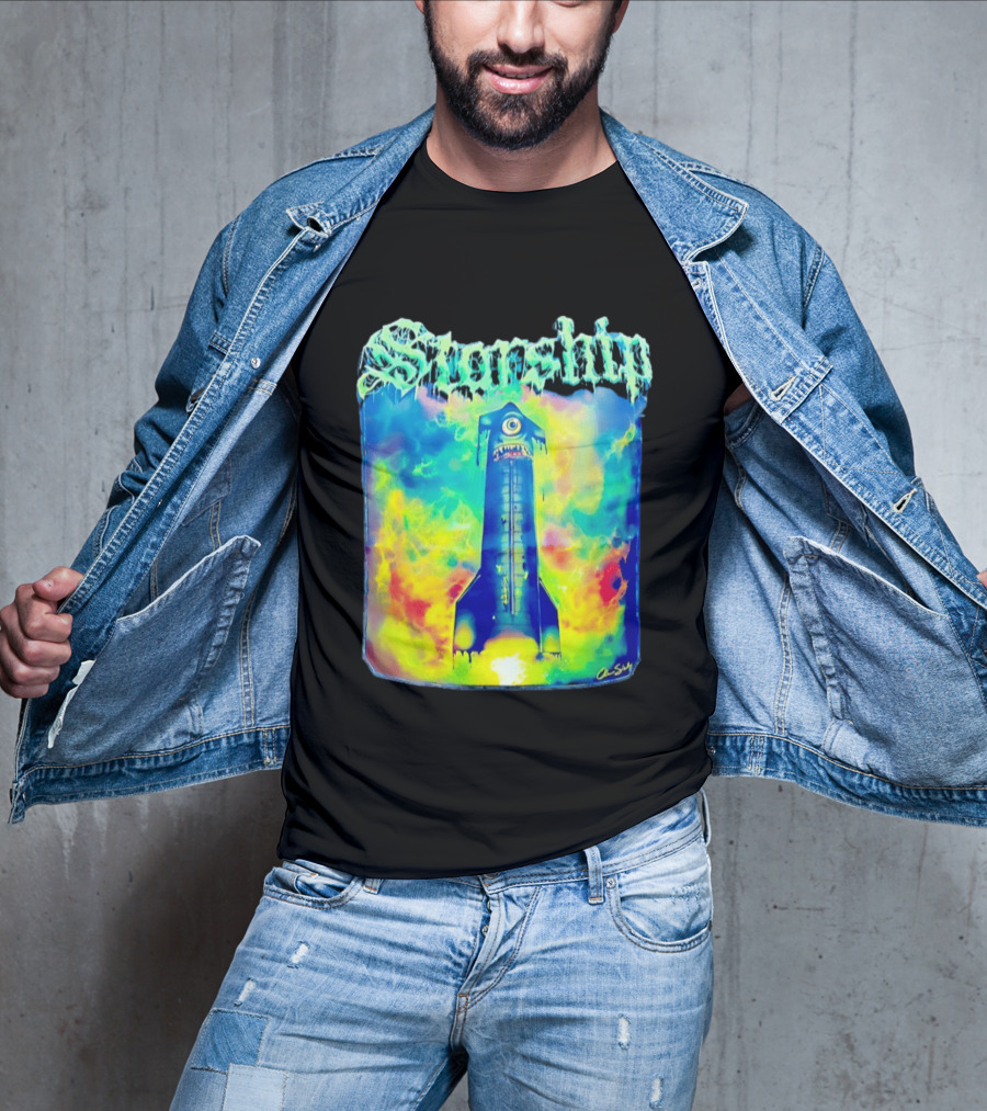 Starship Colorful Cyclops Monster Rocket Explosion T-Shirt