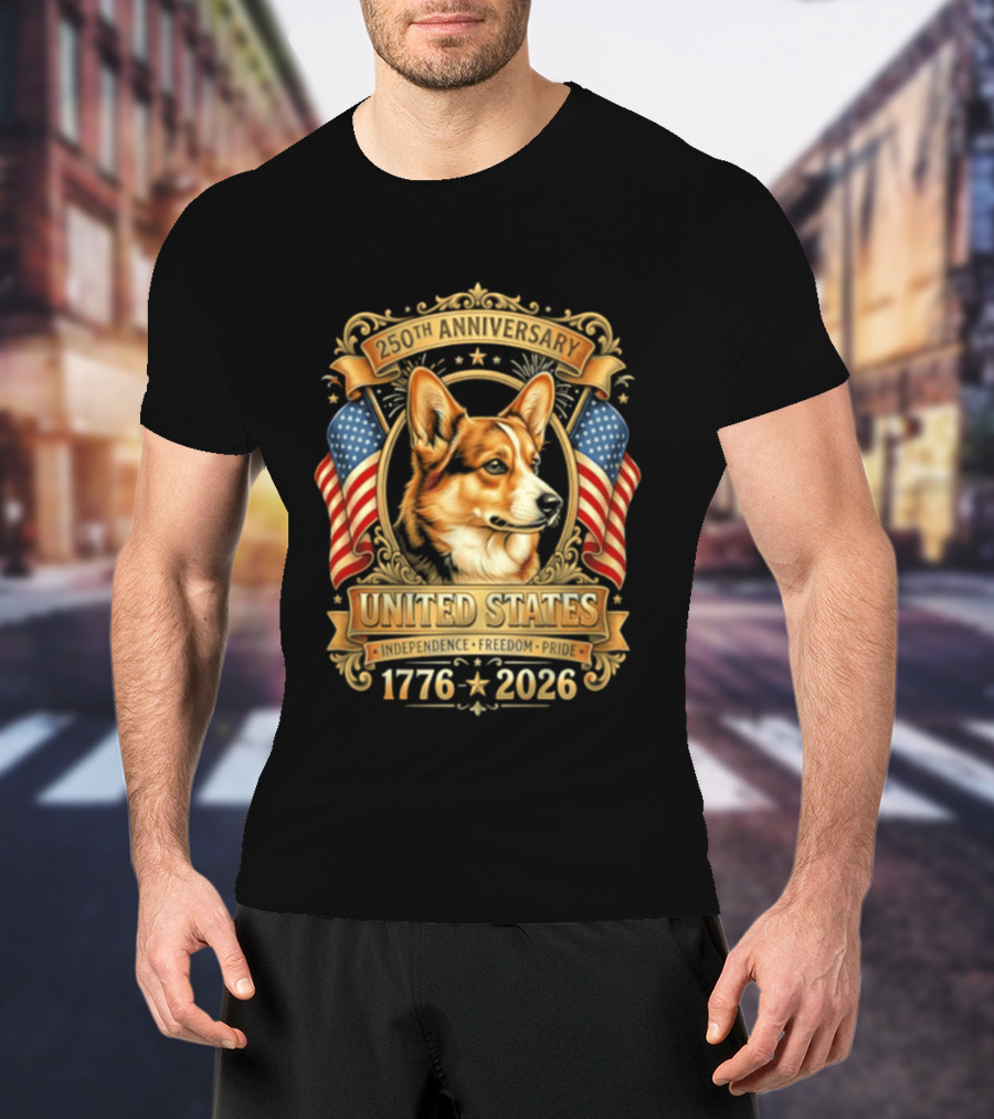 United States 250th Anniversary 1776 2026 Corgi Independence Freedom Pride T-Shirt