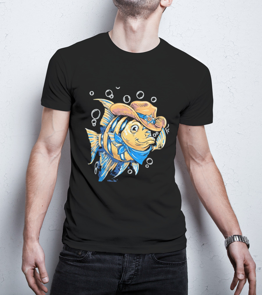 Angelfish Cowboy Hat Western Bubbles Bandana T-Shirt