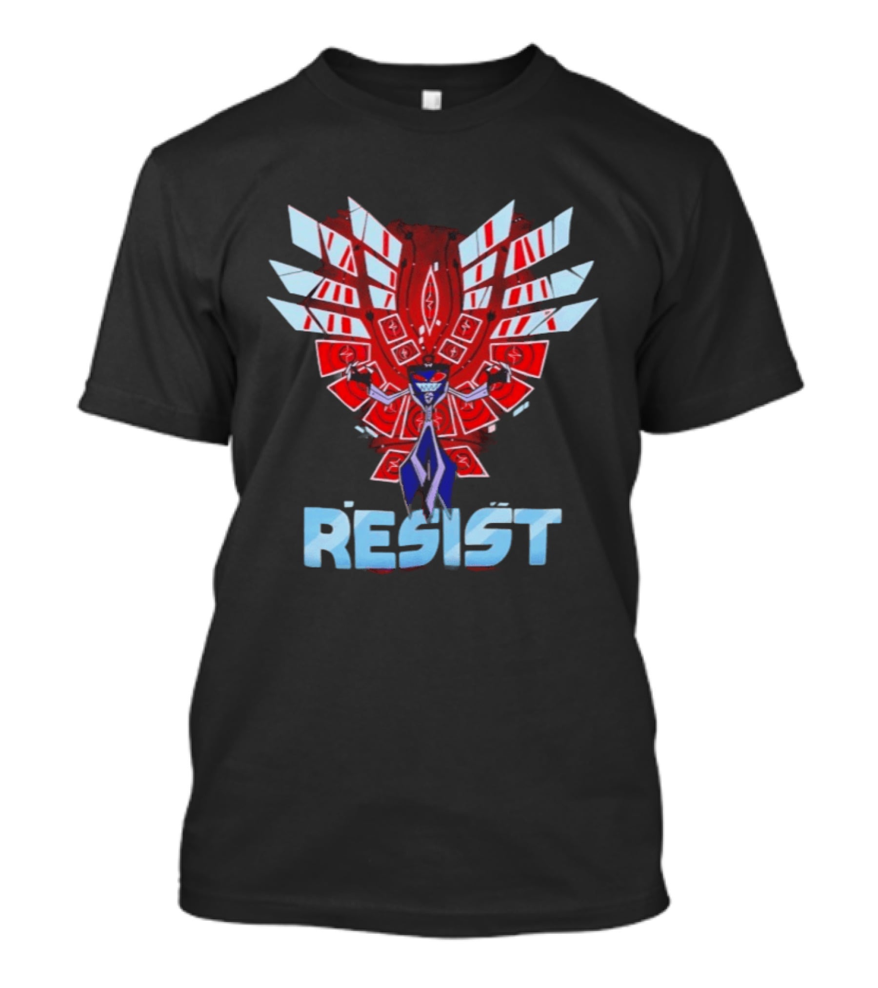 Hazbin Hotel Vox Resist Character Wings Red Blue T-Shirt