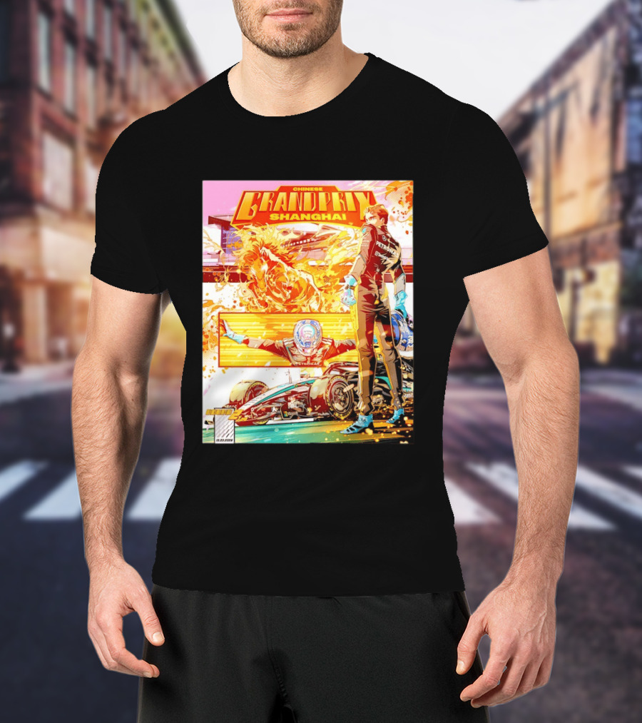 Chinese Grand Prix Shanghai Anime Style With Race Car And Driver T-Shirt