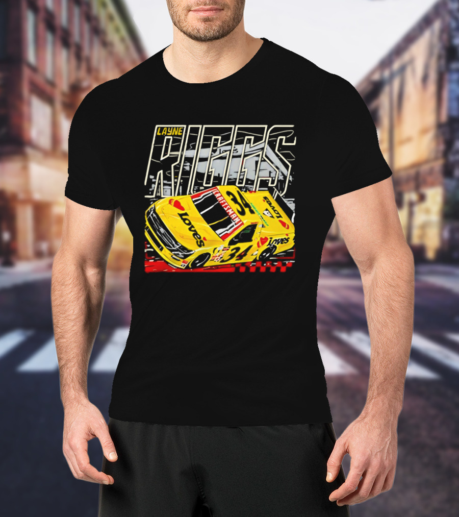 Layne Riggs Loves Truck Racing With Vibrant Yellow Car T-Shirt