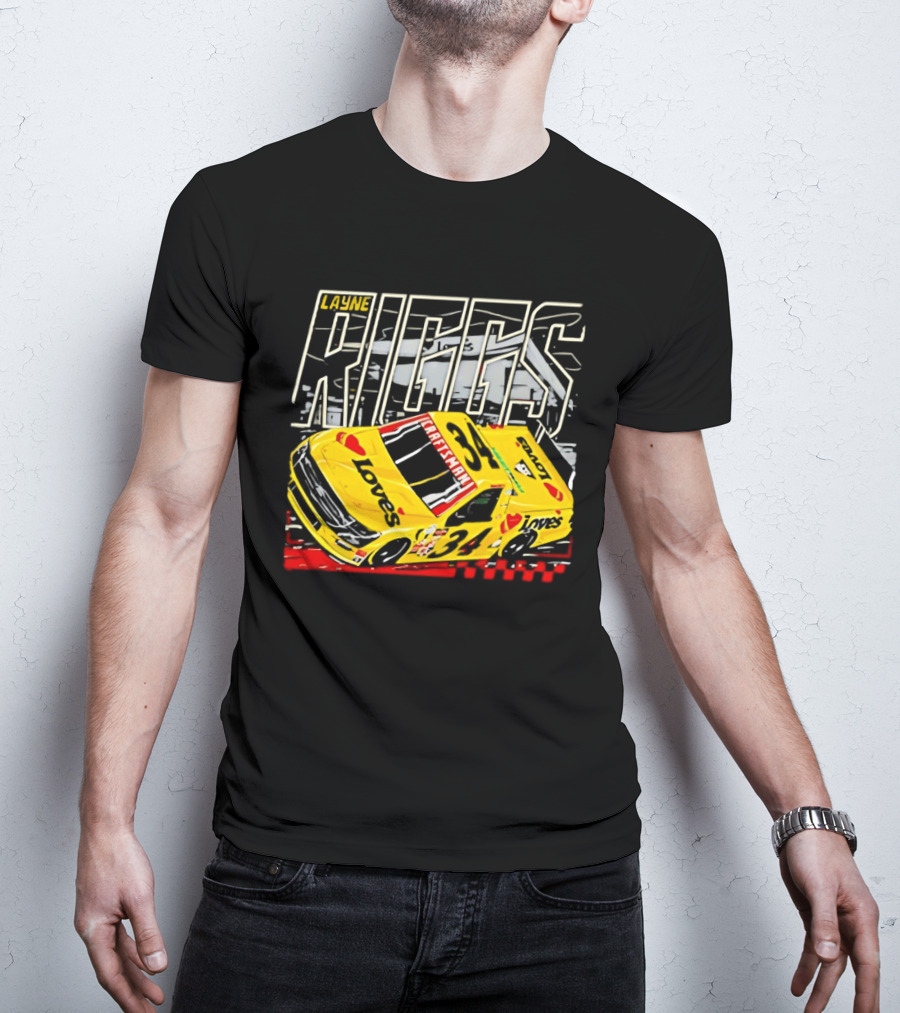 Layne Riggs Loves Truck Racing With Vibrant Yellow Car T-Shirt