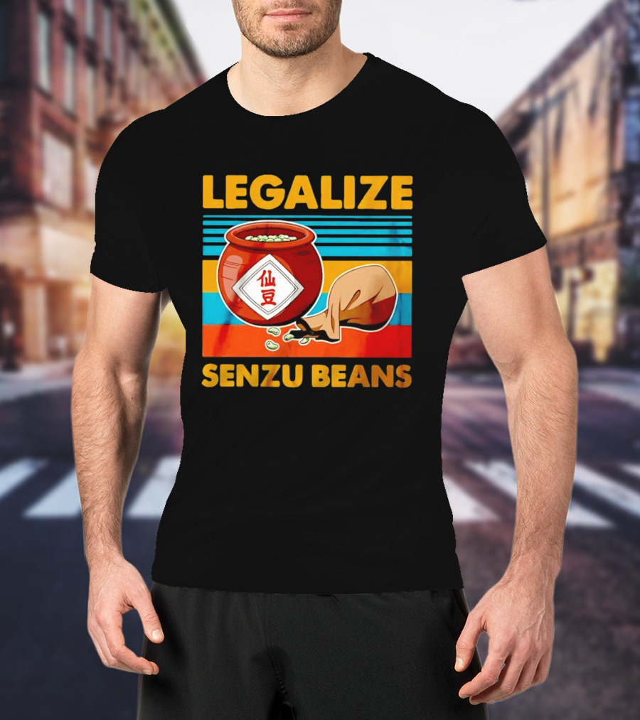 Legalize Senzu Beans Dragon Ball Kagome Jar Vintage Stripes T-Shirt