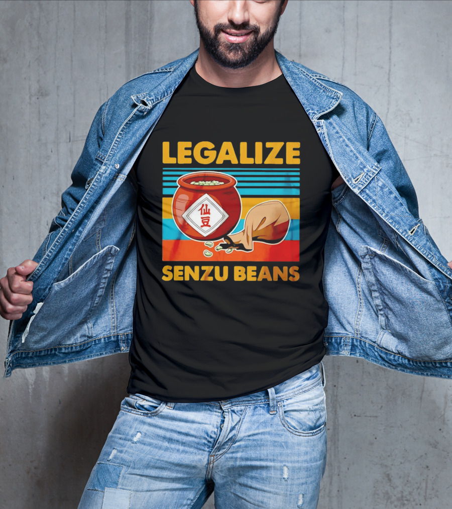 Legalize Senzu Beans Dragon Ball Kagome Jar Vintage Stripes T-Shirt