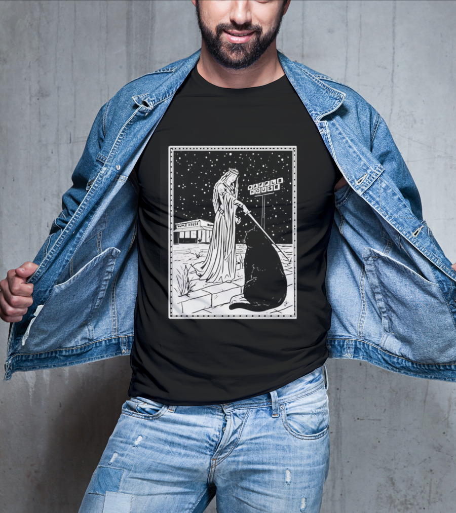 Medieval Cat Tarot Waffle House The Hermit T-Shirt