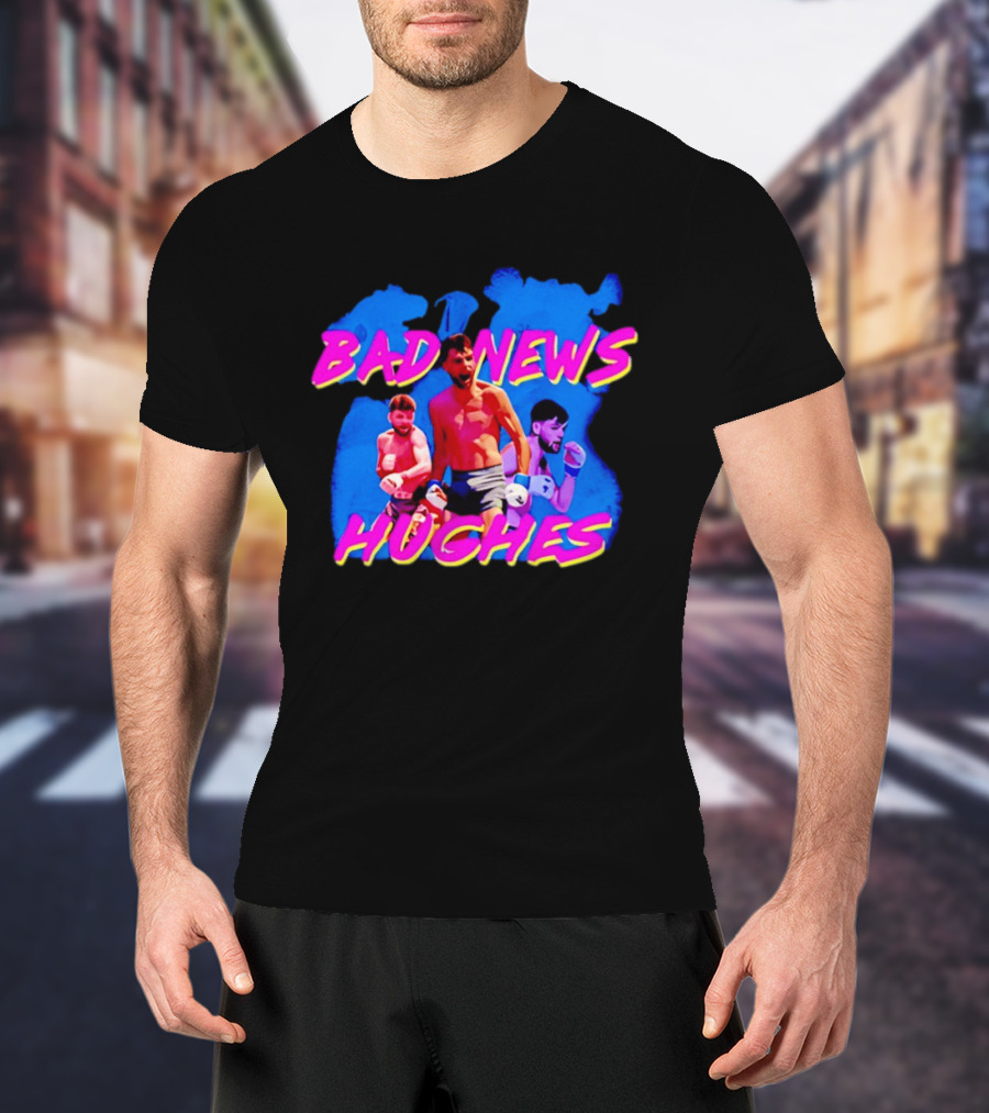 Bad News Hughes Boxing Fighter Action Trio T-Shirt