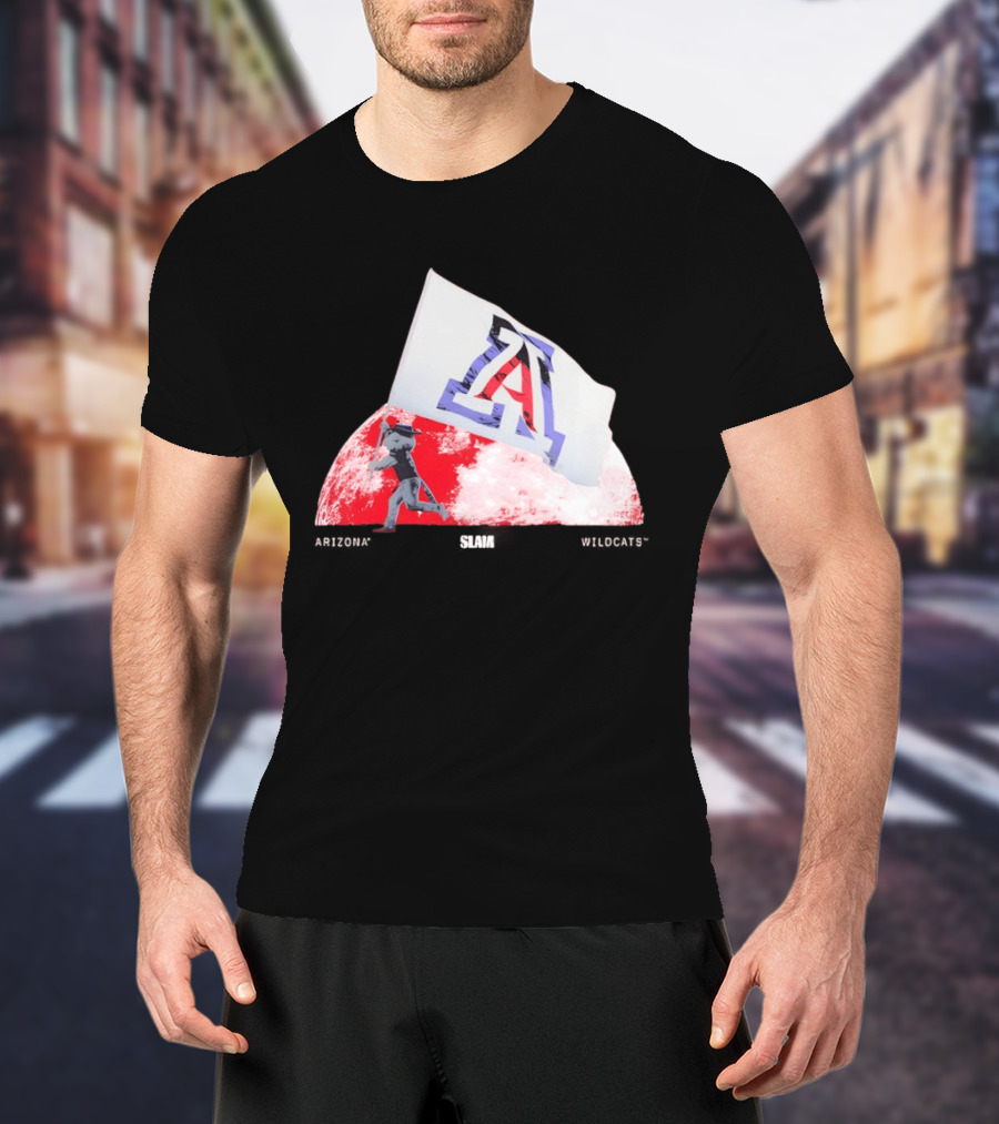 Arizona Wildcats Flag On The Moon SLAM Magazine T-Shirt
