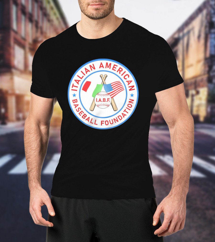 Italian American Baseball Foundation IABF Flags And Crossed Bats T-Shirt