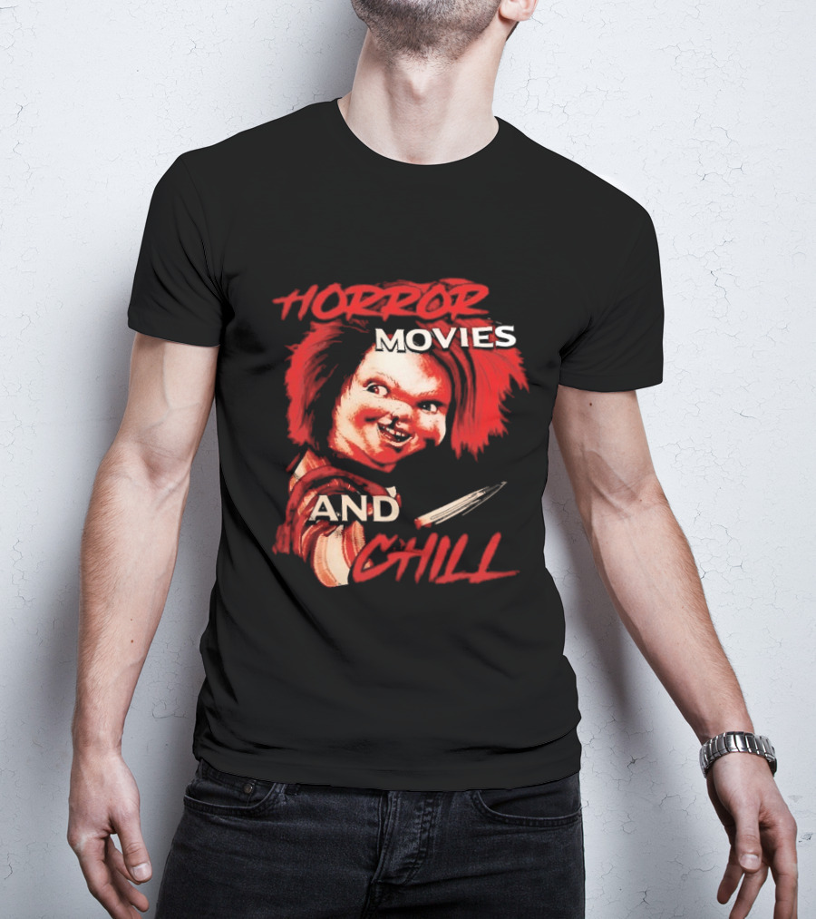 Chucky Horror Movies And Chill Knife Wielding Doll T-Shirt