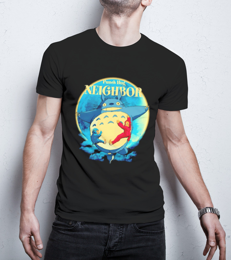 Punch Hug Neighbor Totoro Embrace With Two Punch Monkey T-Shirt
