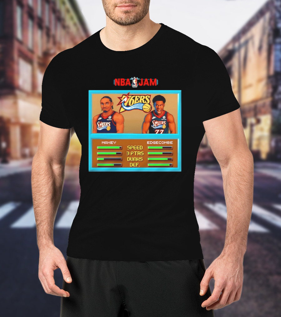 NBA Jam Philadelphia 76ers Maxey Edgecombe Retro Game T-Shirt