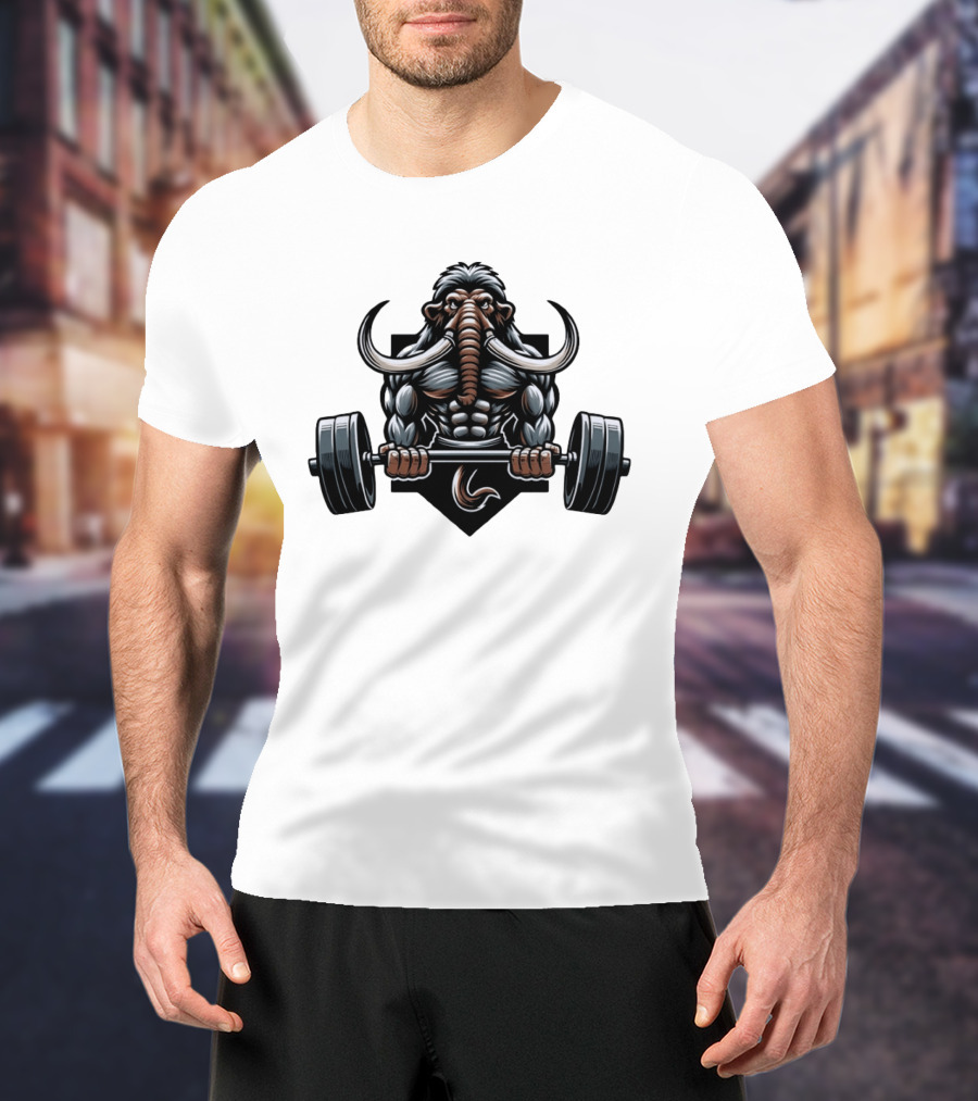 Elephant Weight Lifting Body Builder Mammoth Muscles Strength Fitness T-Shirt