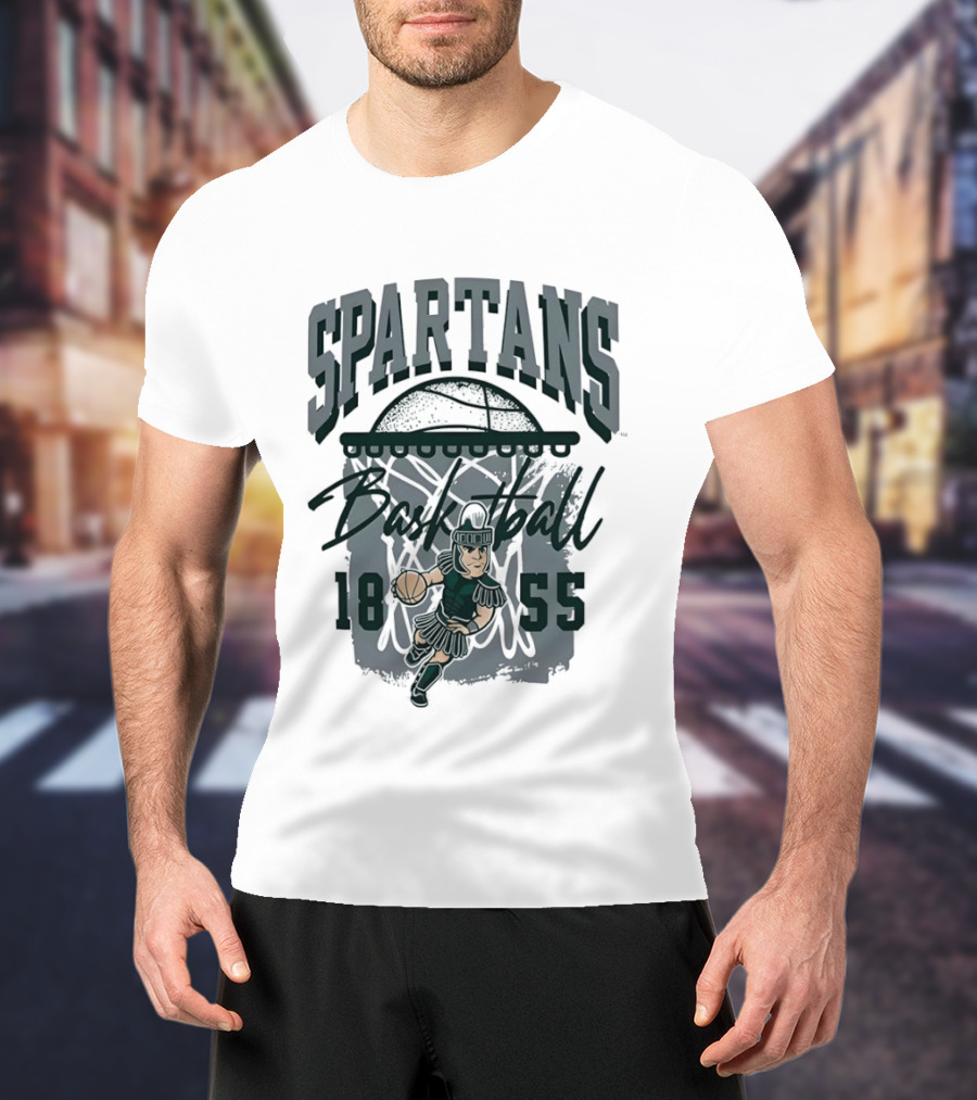 Spartans Basketball 1855 Character Slam Dunk T-Shirt