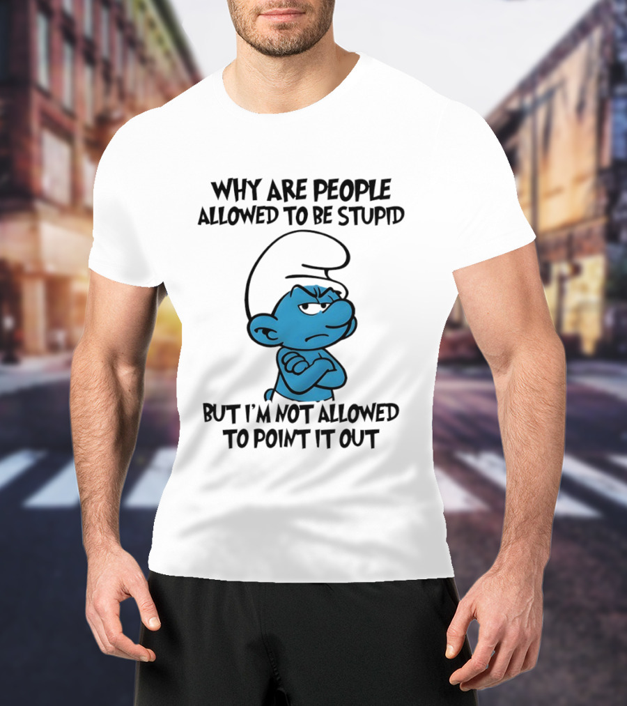 Smurfs Grumpy Character Why Are People Allowed To Be Stupid But I'm Not Allowed To Point It Out T-Shirt