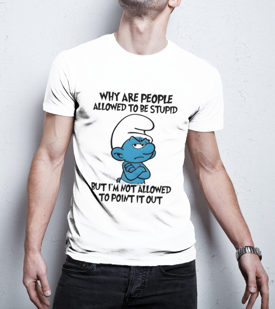 Smurfs Grumpy Character Why Are People Allowed To Be Stupid But I'm Not Allowed To Point It Out T-Shirt