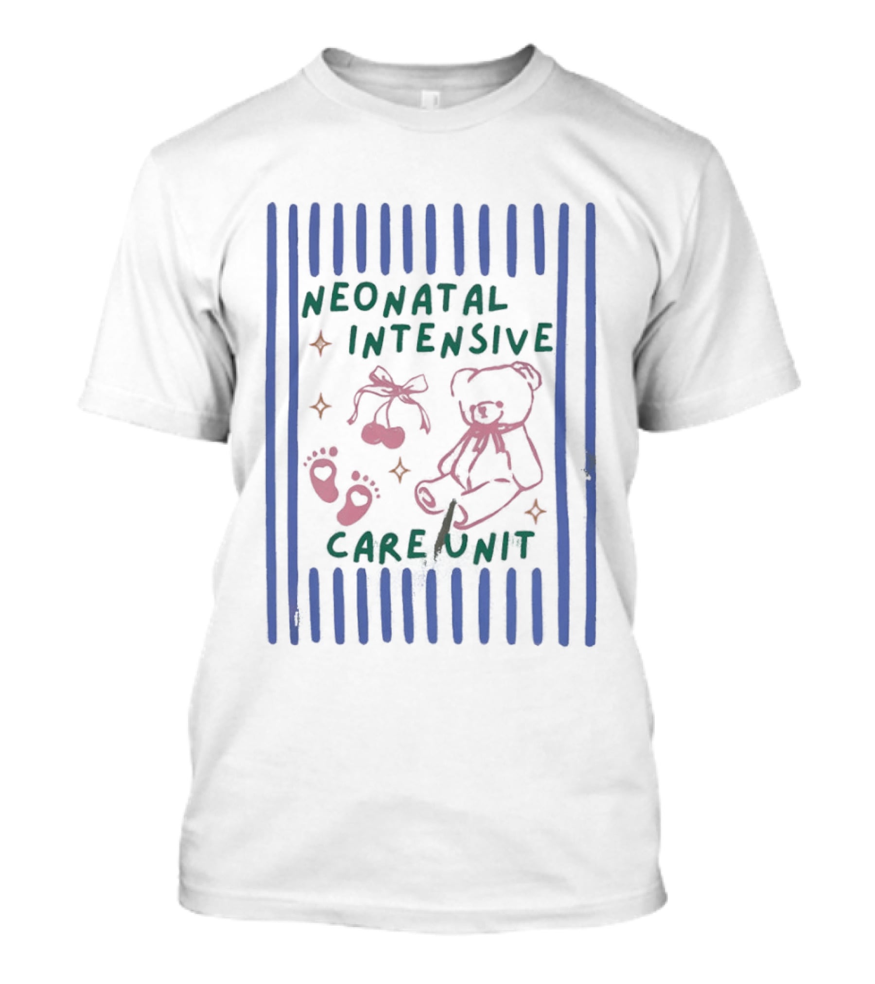 Neonatal Intensive Care Unit Pink Bear And Cherry T-Shirt