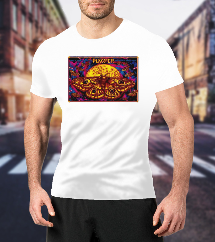 Puscifer Boston MA April 4 2026 Wang Theatre Neon Moth T-Shirt