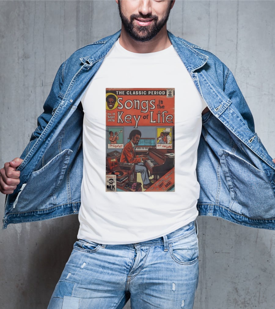 The Classic Period Songs In The Key Of Life Sept 1976 Comic Style Music Legend Iconography T-Shirt