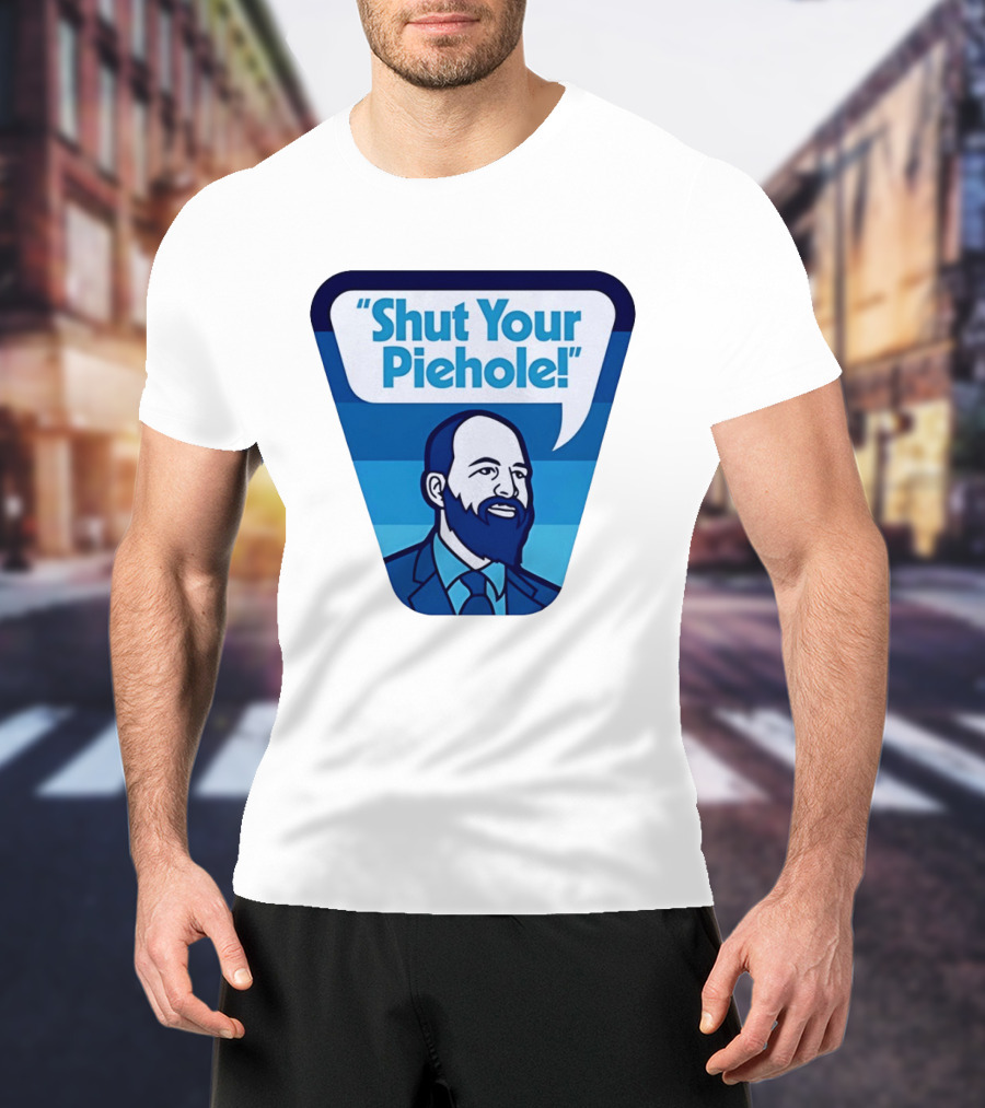 Shut Your Piehole Speech Bubble Blue Suit Beard T-Shirt