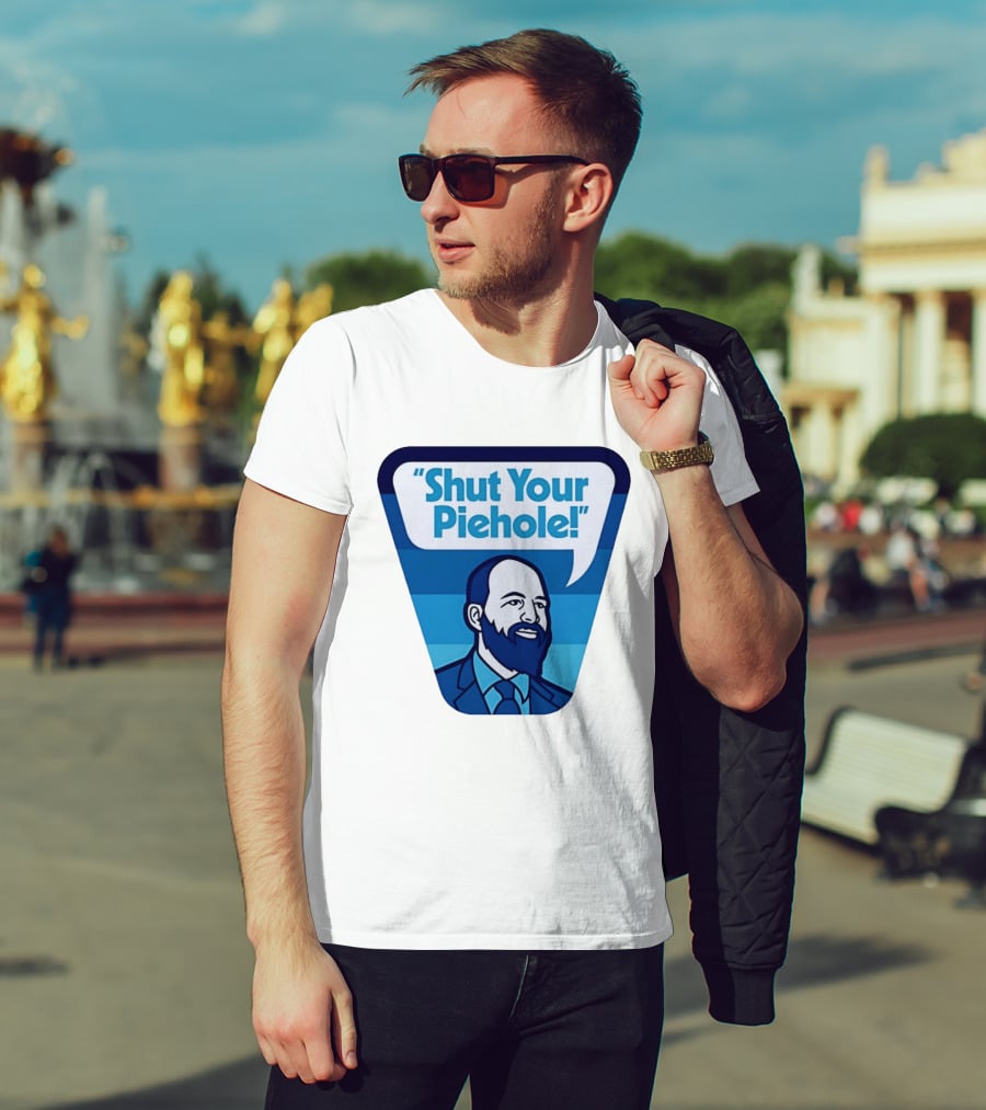 Shut Your Piehole Speech Bubble Blue Suit Beard T-Shirt
