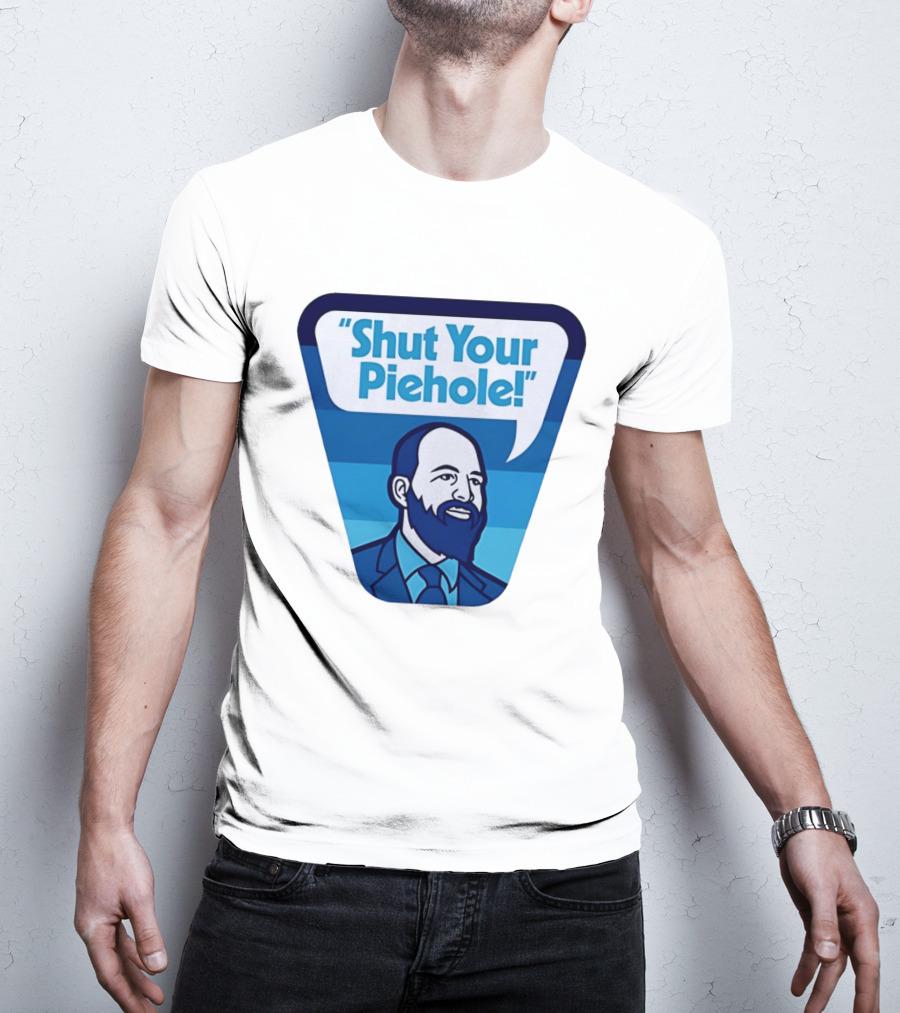Shut Your Piehole Speech Bubble Blue Suit Beard T-Shirt