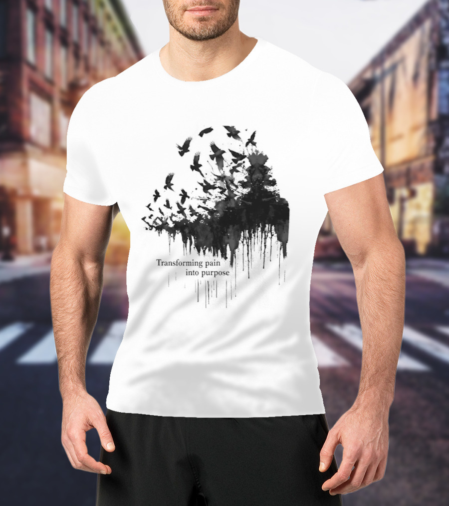 Transforming Pain Into Purpose Motivational Tree Art With Birds In Flight Symbolizing Growth And Healing T-Shirt