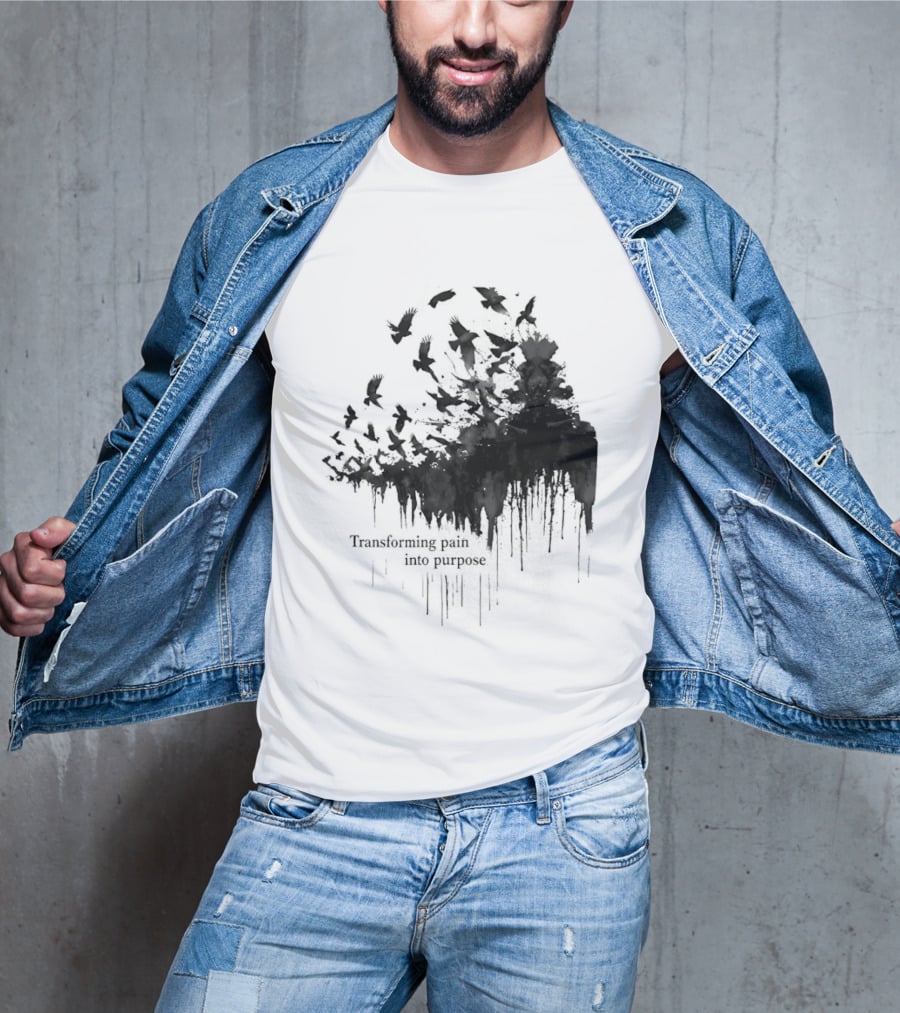 Transforming Pain Into Purpose Motivational Tree Art With Birds In Flight Symbolizing Growth And Healing T-Shirt