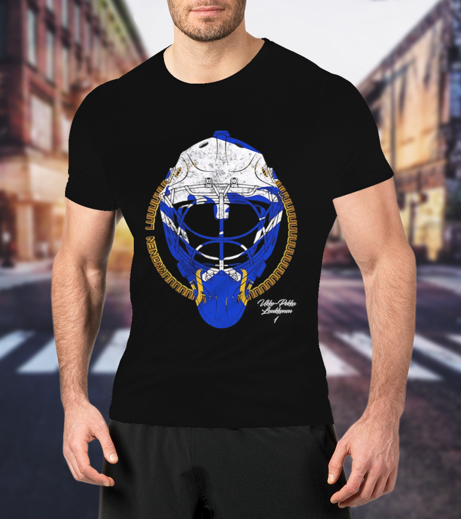 Buffalo Sabres Ukko Pekka Luukkonen Hockey Helmet NHL 2026 T-Shirt