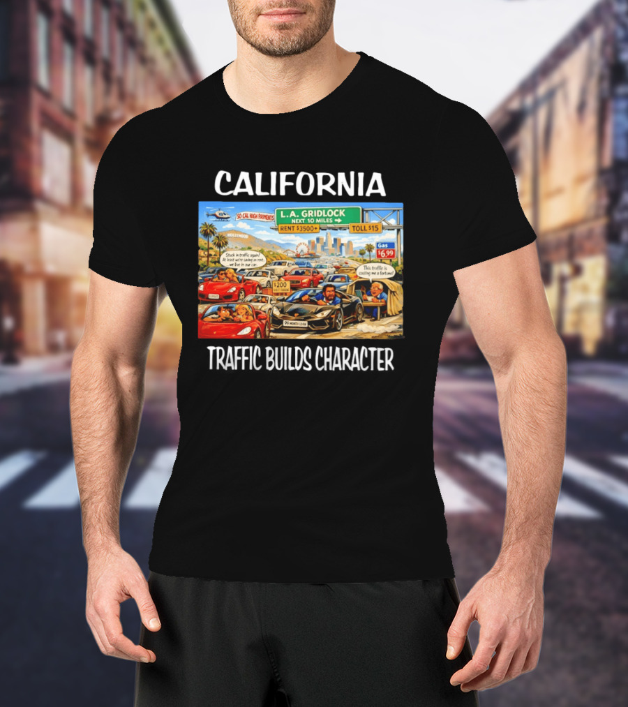 California L.A. Gridlock Hollywood Traffic Adventure T-Shirt