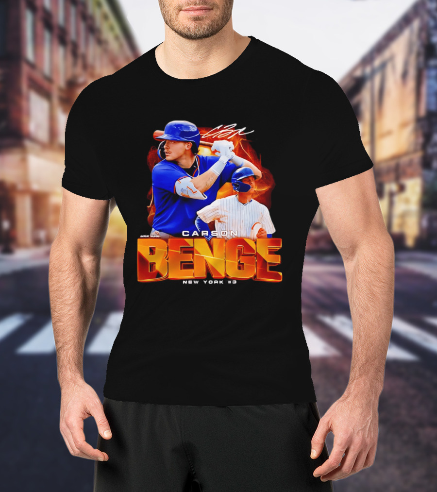 Carson Benge New York Mets NYM Baseball Collage T-Shirt